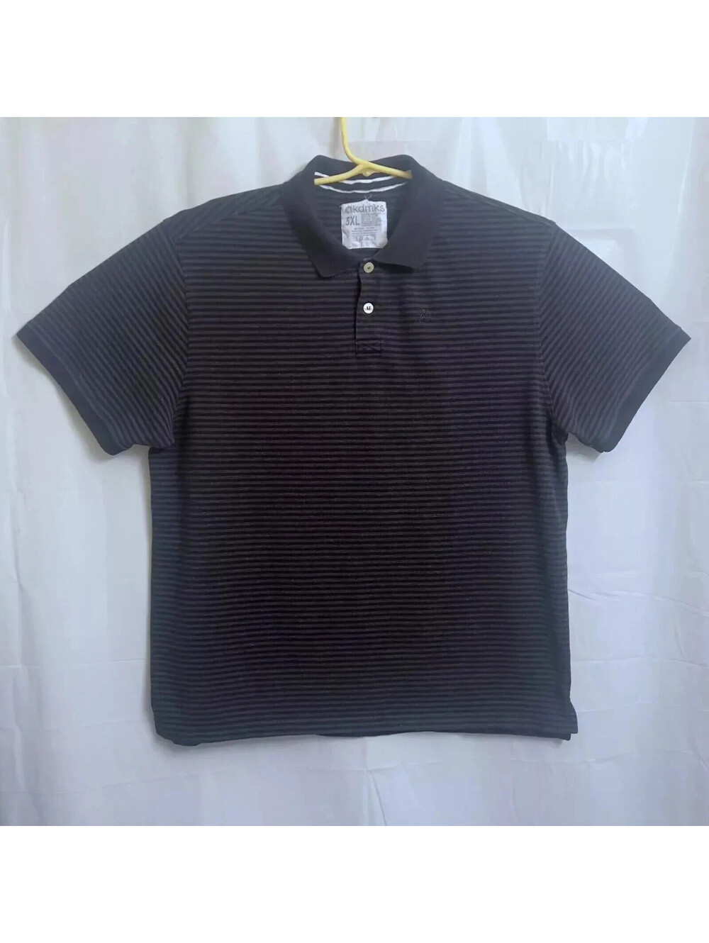Akademiks Polo Shirt Men's XXXXXL 5XL Black / Grey Striped Short Sleeve